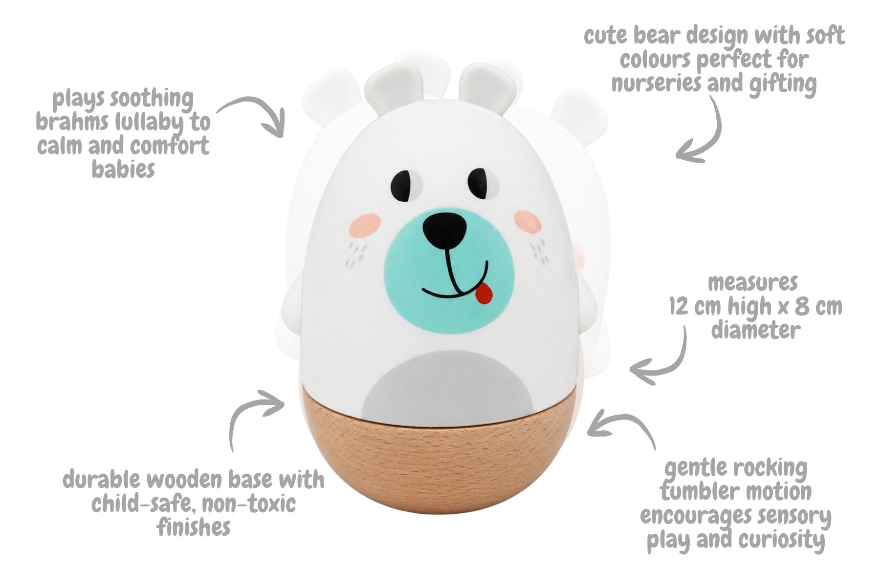 WIND UP MUSICAL TUMBLER - BEAR