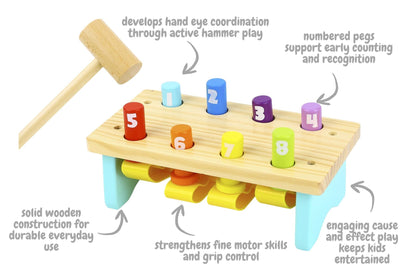 WOODEN KNOCK BENCH WITH 8 PINS
